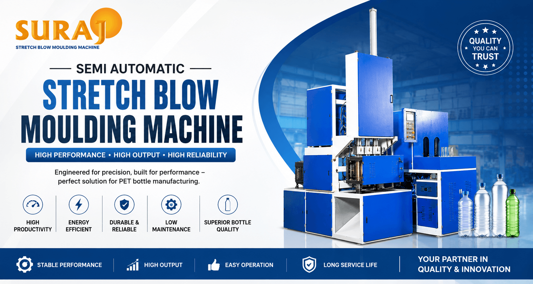 Semi Automatic Stretch Blow Moulding Machine Manufacturer – Suraj Plastic Industries
